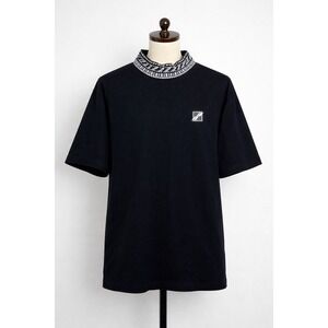 WE11DONE High Neck Logo 1/2 T-Shirt Mens Black Short Sleeve Graphic Logo XS